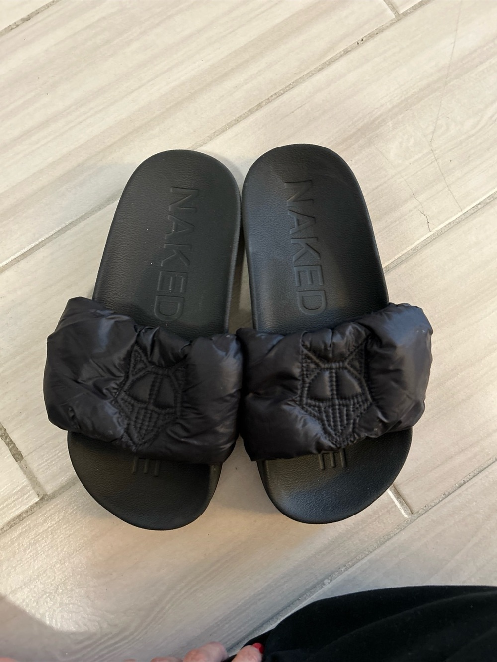 Naked Wolfe Black Padded Slide Sandals